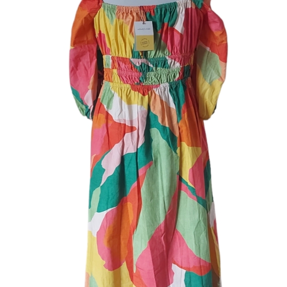 Nobody's Child Fearne Cotton Multi Square Neck Franzie Dress UK Size 18 Organic - Picture 7 of 11